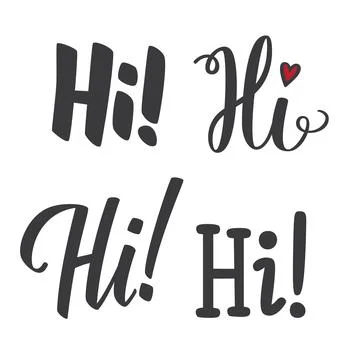 Word Hi calligraphy vector set Stock Illustration