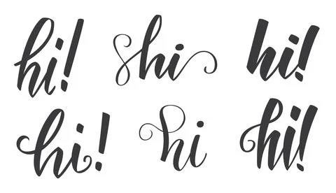 Word Hi calligraphy vector set Stock Illustration