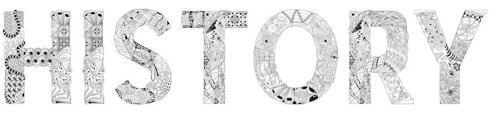Word History. Vector zentangle object for coloring Ilustración de archivo