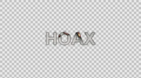 The Word Hoax Burning in Flames to Ashes in Alpha Channel Stock Footage 61046215