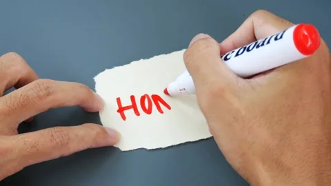 The word honesty written on the note paper. Honesty text in handwritten. Stock-Footage 268912442