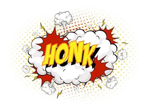 Word Honk on comic cloud explosion background Stock Illustration