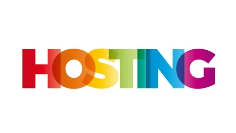 The word Hosting. Animated banner with the text colored rainbow. Stock Footage 140344189