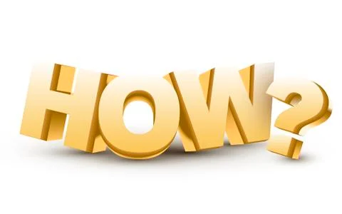 The word how and question mark in 3d red letters Stock Illustration