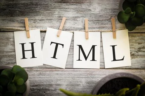The Word HTML Concept Printed on Cards Foto stock
