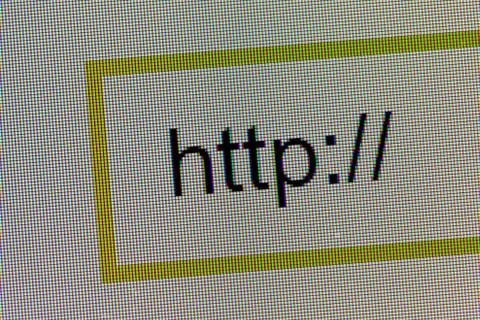 Word Http in search bar on computer monitor Foto stock