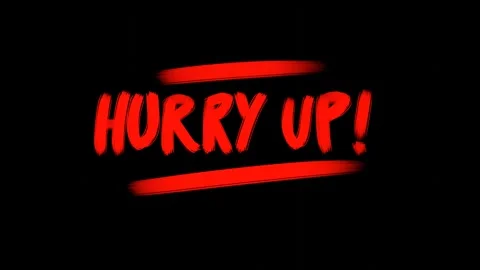 The word hurry up is red on a black background Stock Footage 276340745