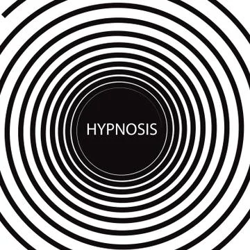 The word hypnosis inside a consuming hypnotic black and white spiral Stock Illustration