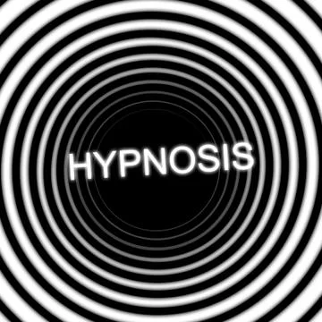 The word hypnosis inside a consuming hypnotic black and white spiral Illustrazione stock