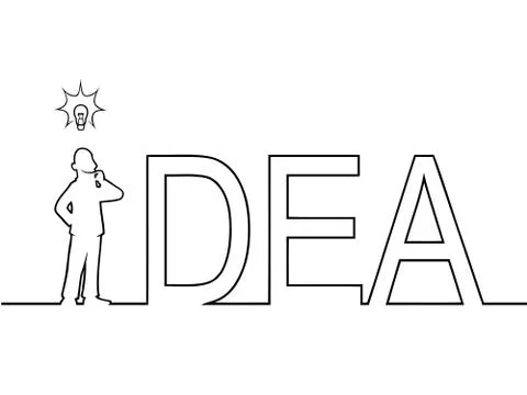 The word IDEA with a man standing in it Ilustración de archivo