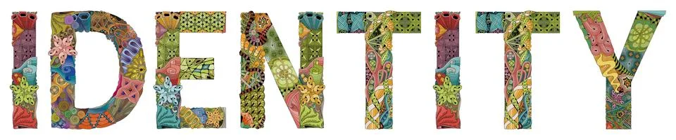Word IDENTITY. Vector zentangle object for decoration Ilustración de archivo