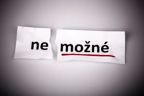 The word impossible changed to possible in czech Stock Photos