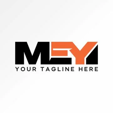 Word initial MEY sans serif font cutting connected typography typography Stock Illustration
