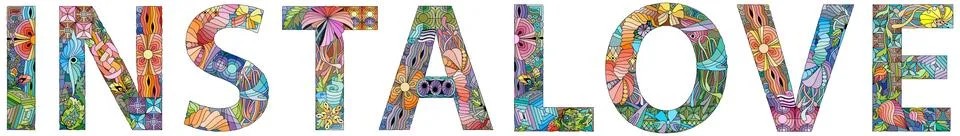 Word INSTA. Vector zentangle object for decoration Stock Illustration
