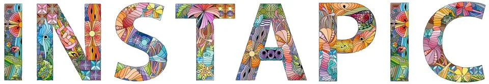 Word INSTAPIC. Vector zentangle object for decoration Stock Illustration