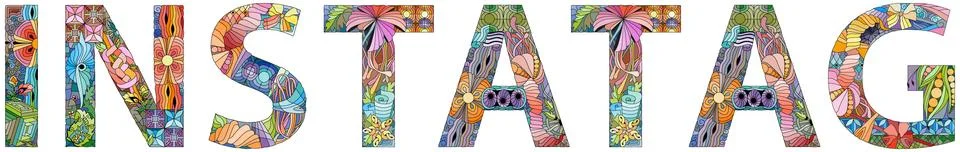 Word INSTATAG. Vector zentangle object for decoration Stock Illustration