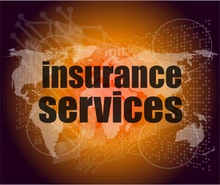 Word insurance services on digital screen 3d Stock Illustration