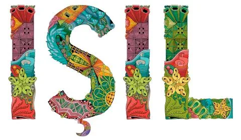Word ISIL, shining in Turkish. Vector decorative zentangle object Ilustración de archivo