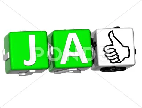 The word ja - yes in many different languages. Stock Illustration