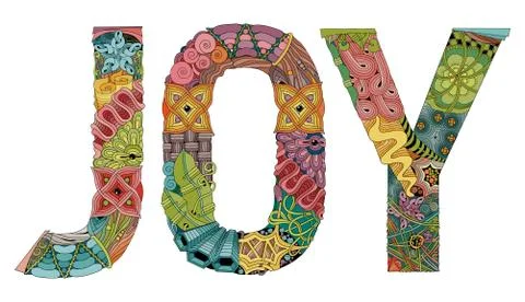 Word joy. Vector decorative zentangle object Ilustración de archivo