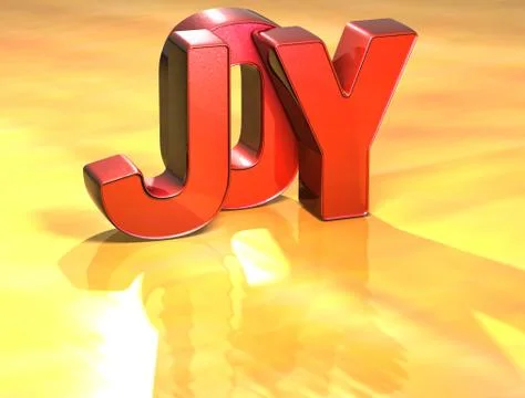 Word joy on yellow background Stock Illustration