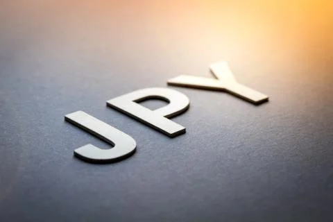 Word JPY written with white solid letters Stock Photos
