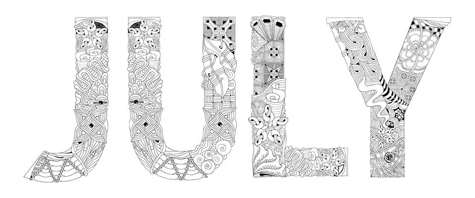 Word JULLY for coloring. Vector decorative zentangle object Иллюстрация