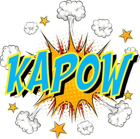 Word Kapow on comic cloud explosion background Stock Illustration