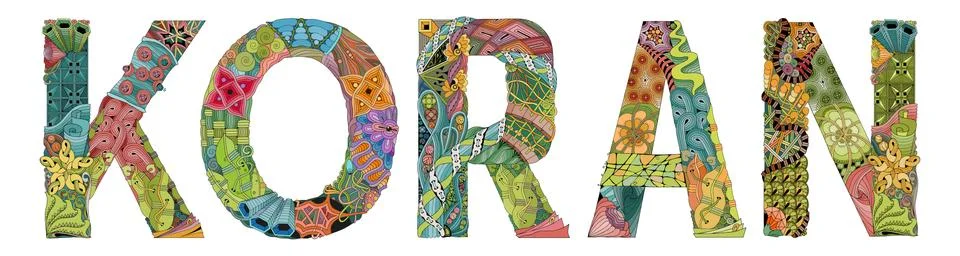 Word KORAN. Vector zentangle object for decoration Stock Illustration