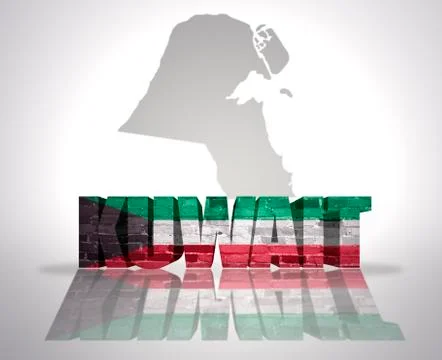 Word Kuwait on a map background Illustrazione stock