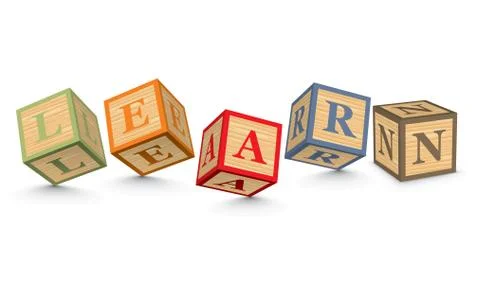 Word learn written with alphabet blocks Stock Illustration