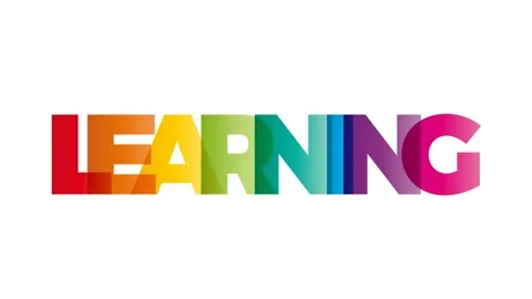 The word Learning. Animated banner with the text colored rainbow. Stock Footage 153926334