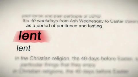 The Word lent in a Dictionary Animation Stock Footage 302031503