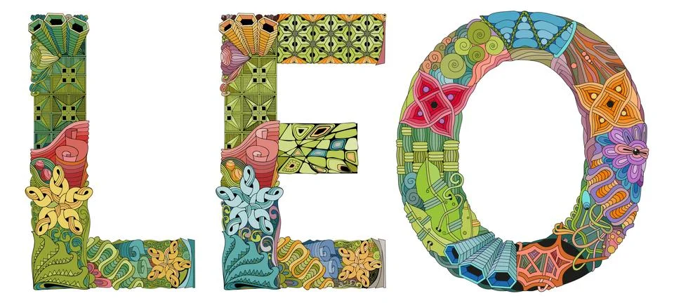 Word LEO. Vector zentangle object for decoration Stock Illustration