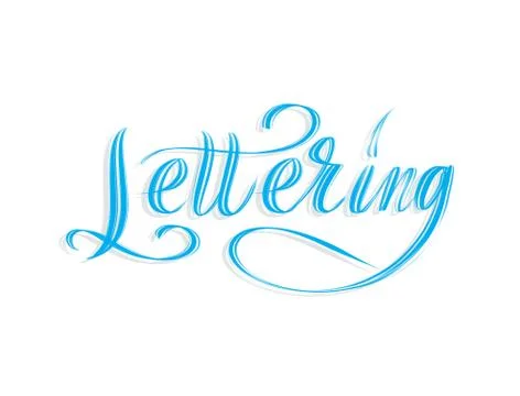 The word Lettering written in script isolated on white background 스톡 일러스트