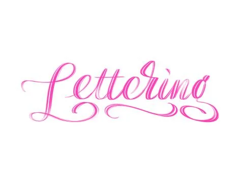 The word Lettering written in script on white background Illustrazione stock