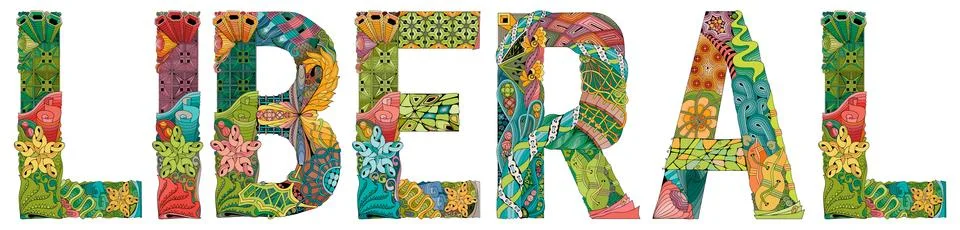 Word liberal. Vector zentangle object for decoration Stock Illustration
