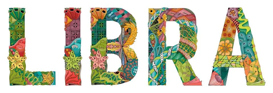 Word Libra. Vector zentangle object for decoration Stock Illustration