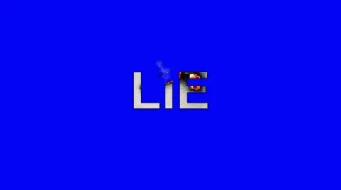 The Word Lie Burning in Flames to Ashes on a Blue Screen Background Stock Footage 61038712