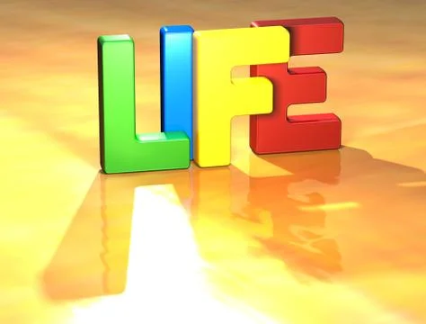 Word life on yellow background Illustrazione stock