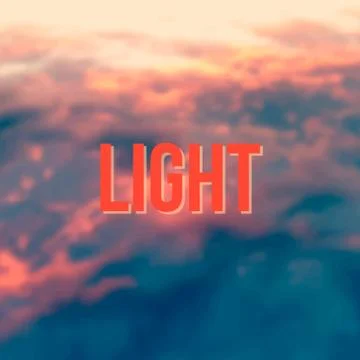 The word light on a red sky blured background Stock Illustration