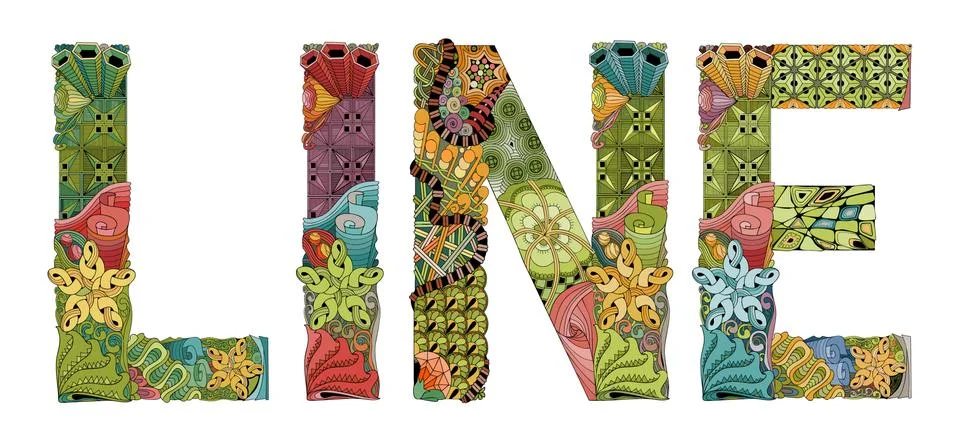 Word LINE. Vector decorative zentangle object Иллюстрация