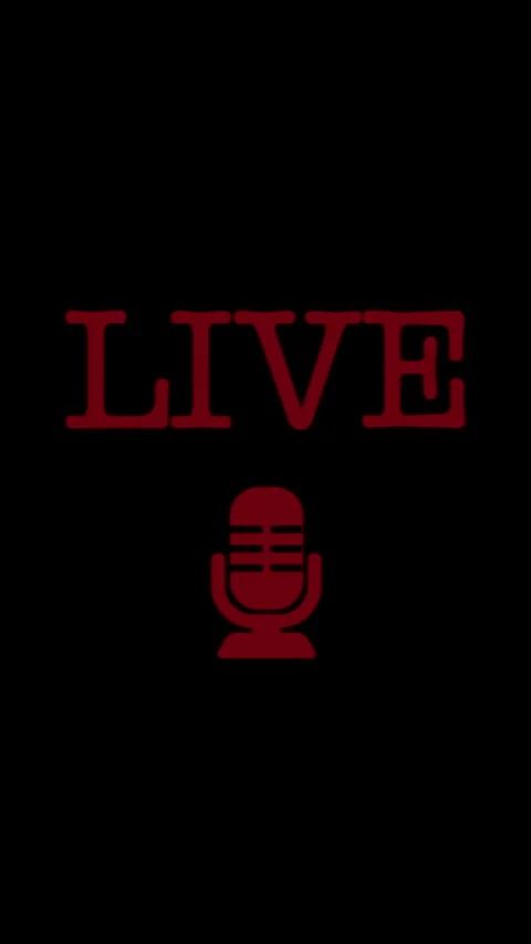 The word LIVE in flashing red text with microphone emoji in vertical format Stock Footage 318215076