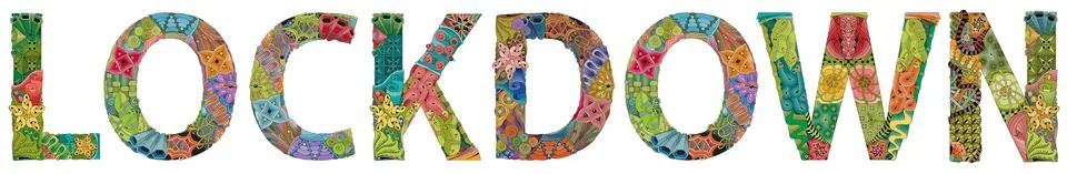 Word LOCKDOWN. Vector zentangle object for decoration Stock Illustration