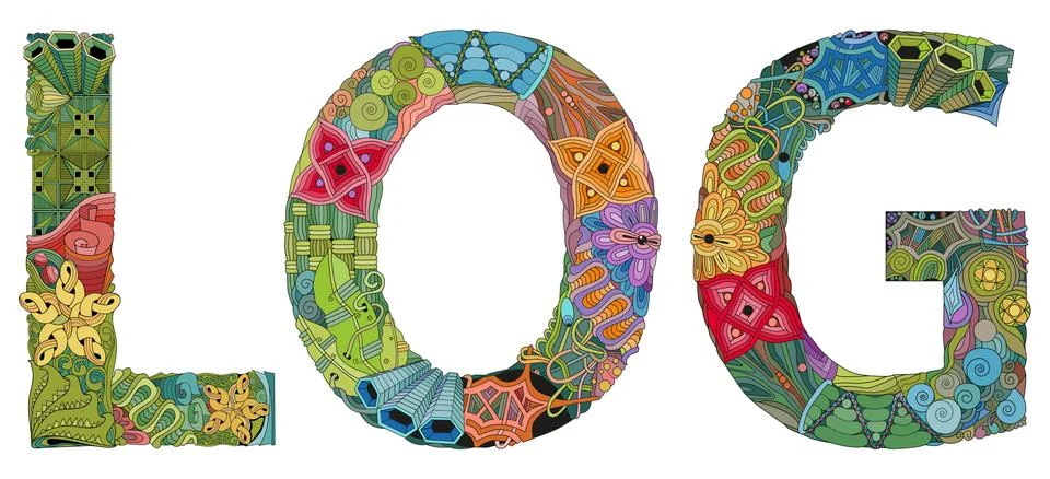 Word LOG. Vector zentangle object for decoration Stock Illustration