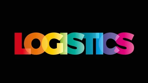 The word Logistics. Animated banner with the text colored rainbow. Stock Footage 158352132