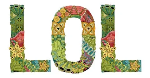 Word LOL. Vector decorative zentangle object Ilustração Stock
