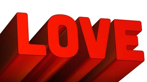 Word Love in 3D Colored Red Isolated on White Background Stock Illustration