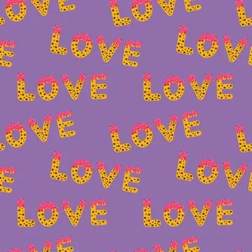 The word Love is lined with letters in the form of cookies. Stock Illustration