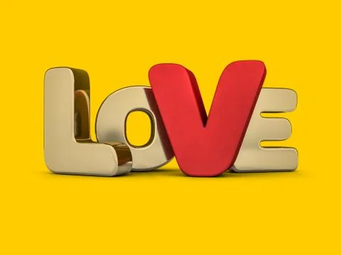 Word love over background with reflection. 3D Stock Illustration